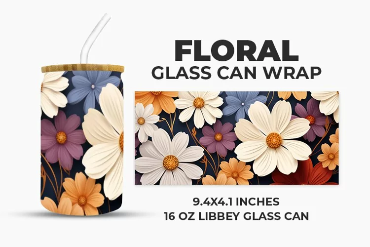 Floral Glass Can Wrap