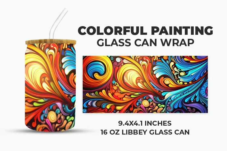 Colorful Painting Glass Can Wrap