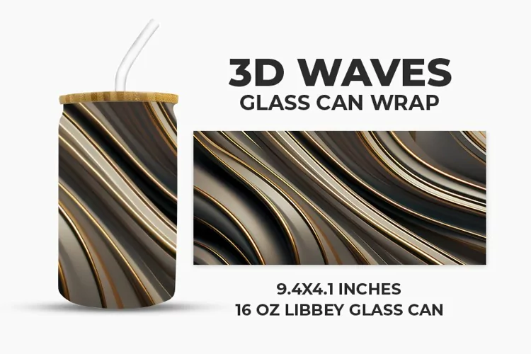 3D Waves Glass Can Wrap