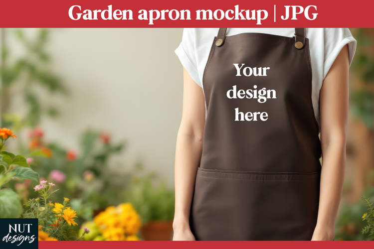 Garden Apron Mockup JPG Woman brown apron