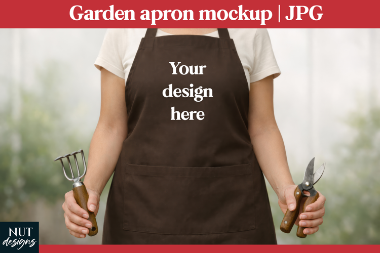 Garden Apron Mockup JPG Woman brown apron