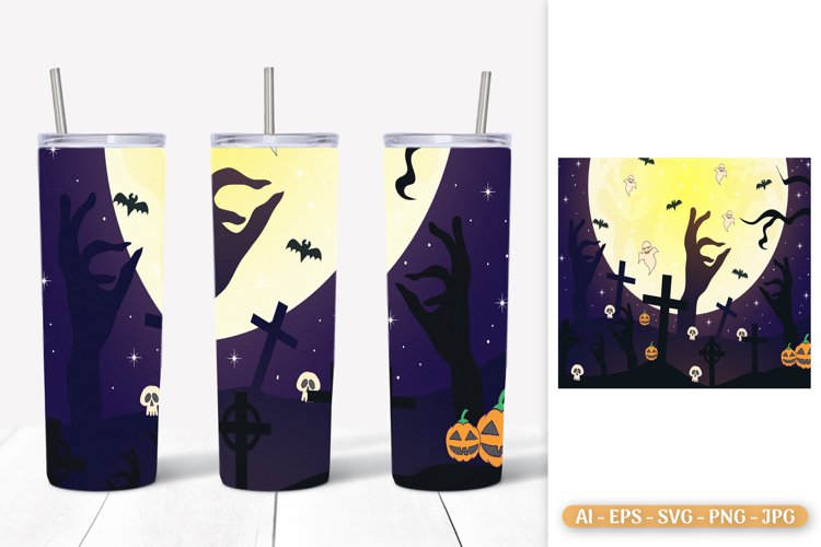 Halloween Scene Skinny Tumbler Sublimation example image 1