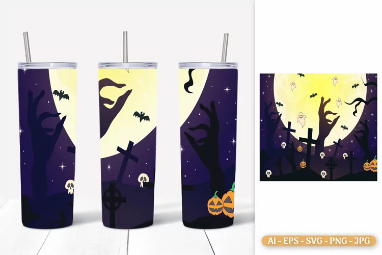 Halloween Scene Skinny Tumbler Sublimation