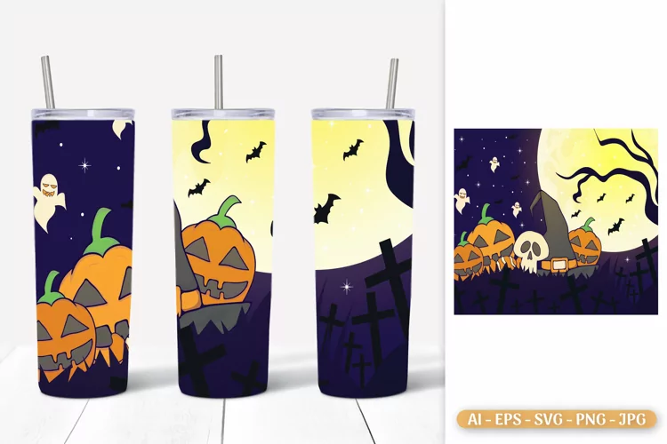 Halloween Scene Skinny Tumbler Sublimation