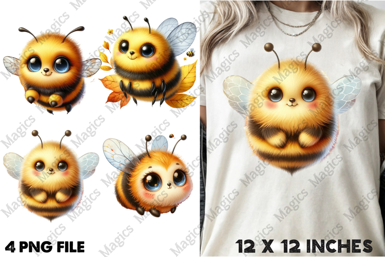 Watercolor Funny Bumblebee Clipart