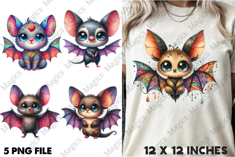 Watercolor Funny Bat Clipart