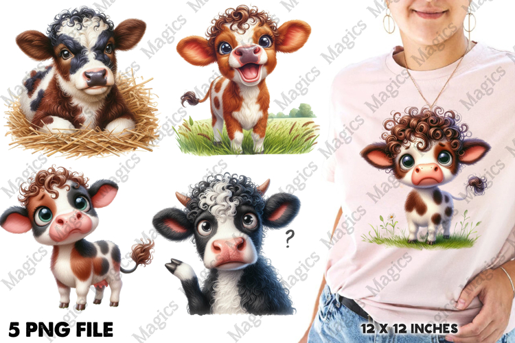 Watercolor Funny Cow Clipart