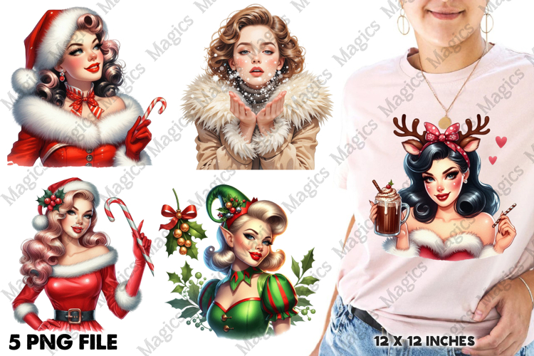 Christmas Vintage Pin Up Girl Clipart