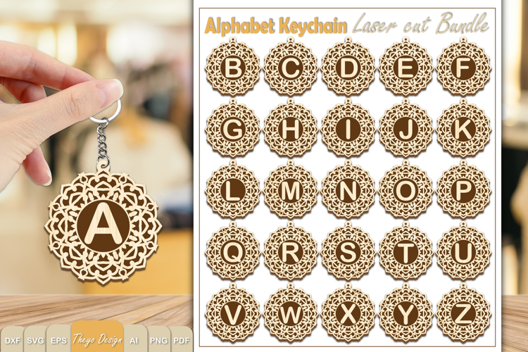 Alphabet Keychain Lasercut|Monogram Alphabet Keychain Bundle