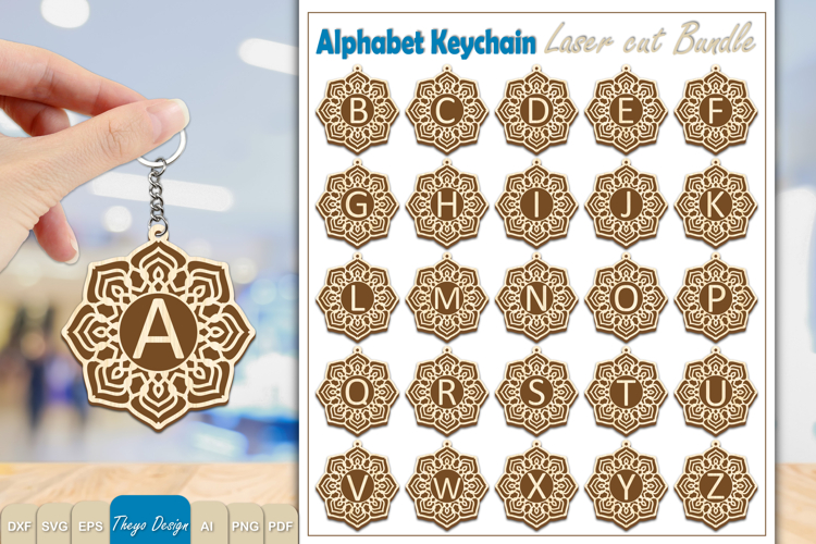 Alphabet Keychain Lasercut|Monogram Alphabet Keychain Bundle