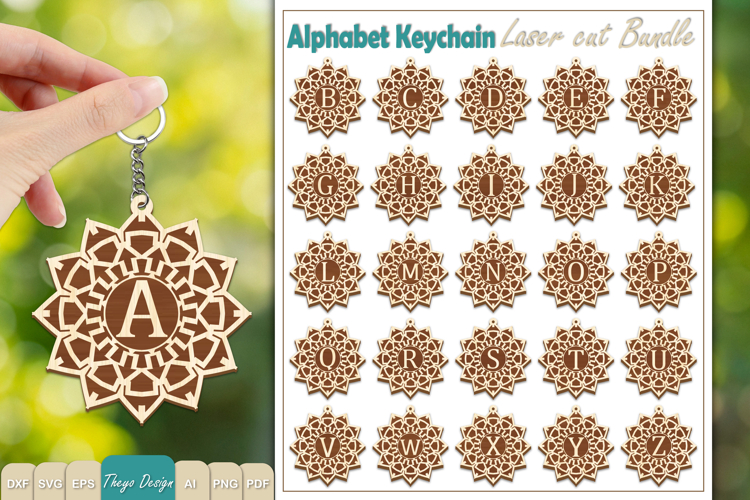 Alphabet Keychain Lasercut|Monogram Alphabet Keychain Bundle