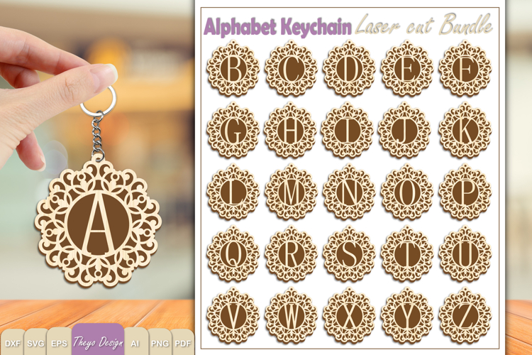 Alphabet Keychain Lasercut|Monogram Alphabet Keychain Bundle