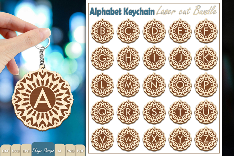 Alphabet Keychain Lasercut|Monogram Alphabet Keychain Bundle