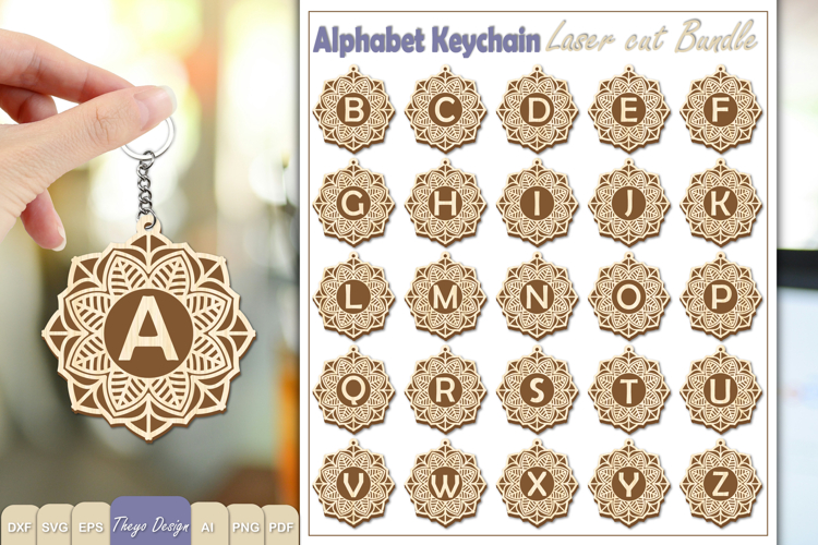 Alphabet Keychain Lasercut|Monogram Alphabet Keychain Bundle