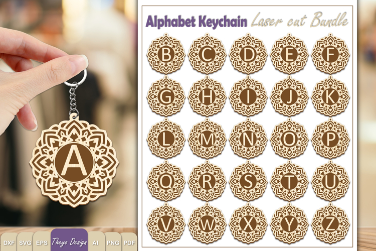 Alphabet Keychain Lasercut|Monogram Alphabet Keychain Bundle
