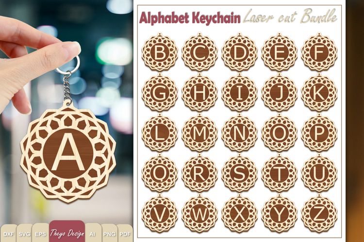 Alphabet Keychain Lasercut|Monogram Alphabet Keychain Bundle