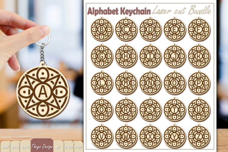 Alphabet Keychain Lasercut|Monogram Alphabet Keychain Bundle