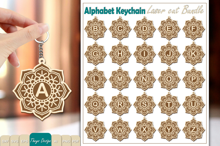 Alphabet Keychain Lasercut|Monogram Alphabet Keychain Bundle