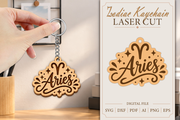 Aries Keychain Lasercut | Keycahin Design | Zodiac Sign