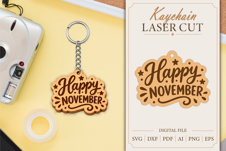 Keychain Birth Month Laser Cut | Wooden Kaychain SVG