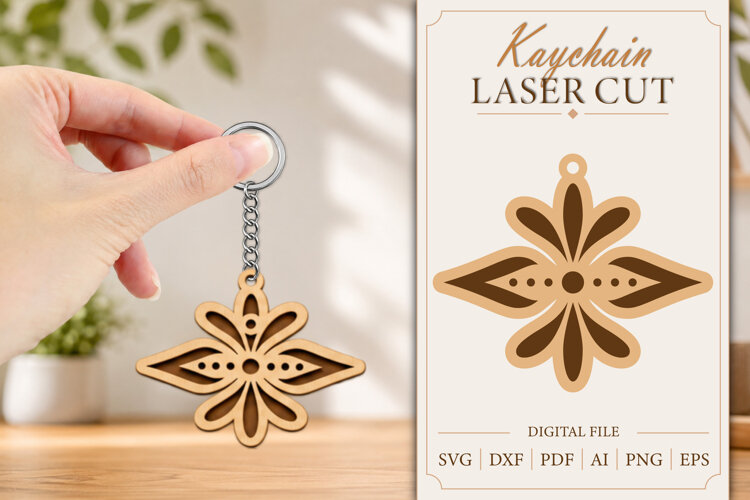 Keychain Laser Cut | Wooden Kaychain SVG example image 1