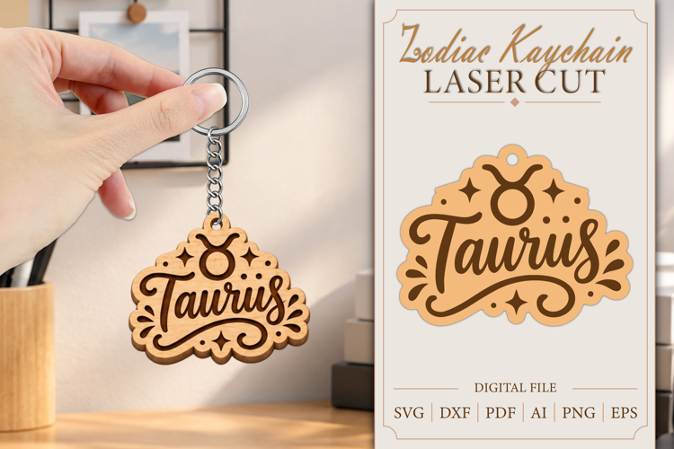 Taurus Keychain Lasercut | Keycahin Design | Zodiac Sign