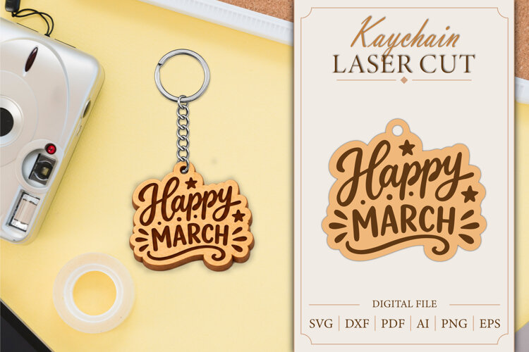 Keychain Birth Month Laser Cut | Wooden Kaychain SVG example image 1