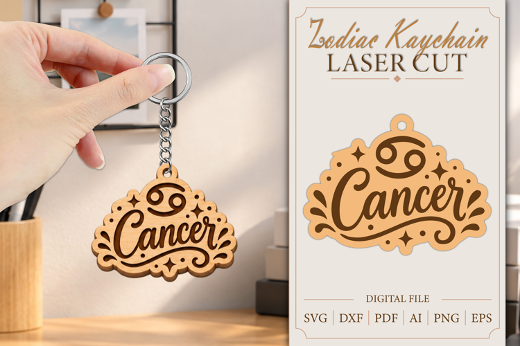 Cancer Keychain Lasercut | Keycahin Design | Zodiac Sign
