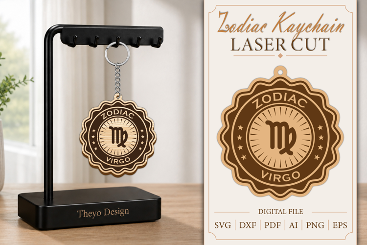 Virgo Keychain Lasercut | Keycahin Design | Zodiac Sign