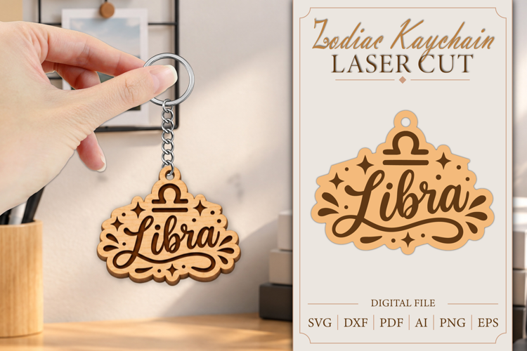 Libra Keychain Lasercut | Keycahin Design | Zodiac Sign