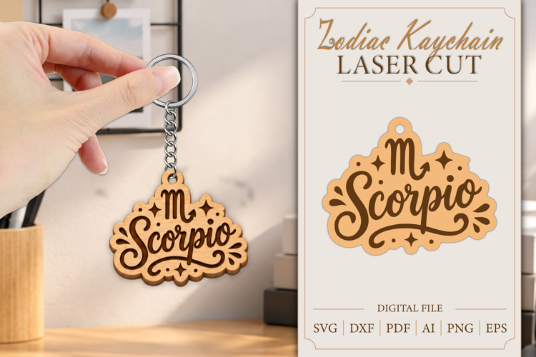 Scorpio Keychain Lasercut | Keycahin Design | Zodiac Sign