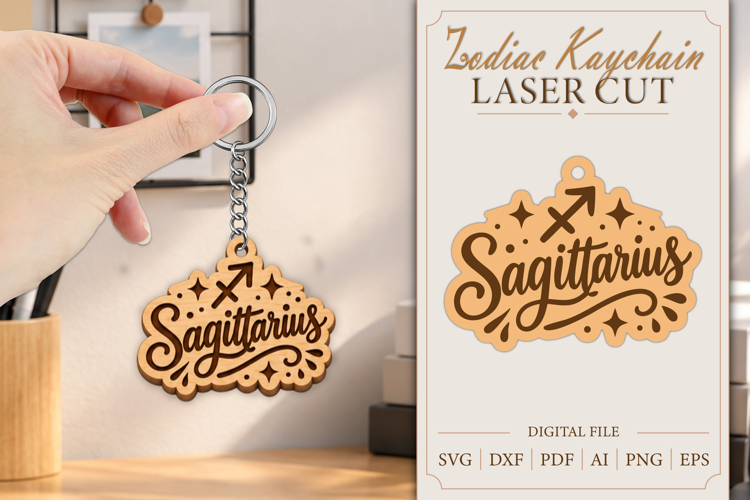 Sagittarius Keychain Lasercut | Keycahin Design | Zodiac Sig