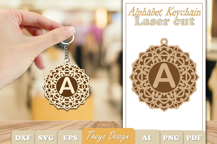 Alphabet Keychain Laser cut |Monogram Alphabet Keychain SVG