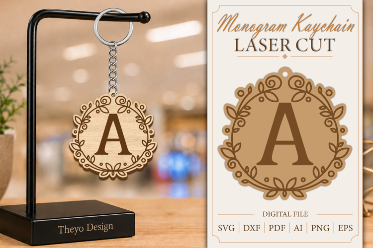 Alphabet Keychain Laser cut |Monogram Alphabet Keychain SVG