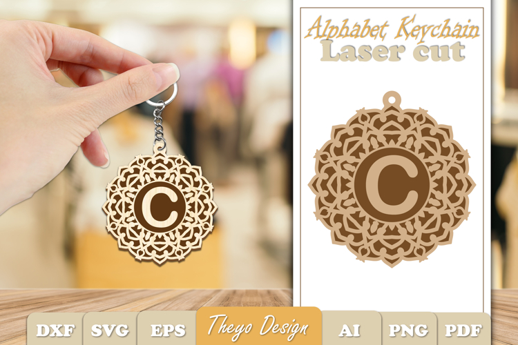 Alphabet Keychain Laser cut |Monogram Alphabet Keychain SVG