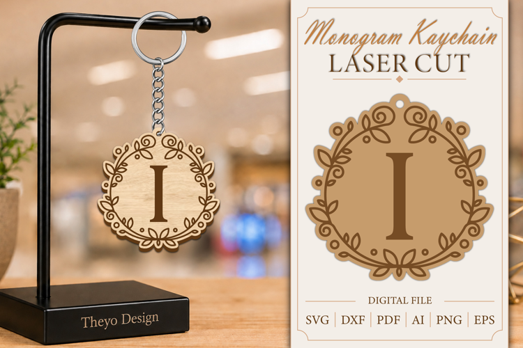 Alphabet Keychain Laser cut |Monogram Alphabet Keychain SVG