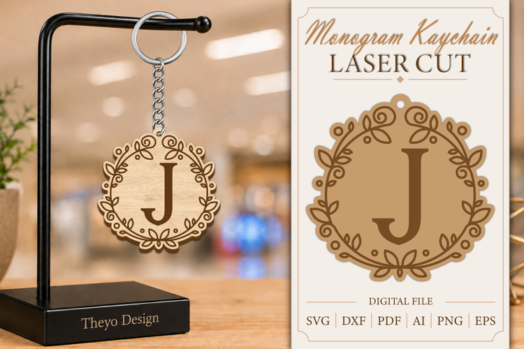 Alphabet Keychain Laser cut |Monogram Alphabet Keychain SVG