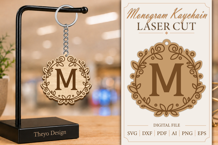 Alphabet Keychain Laser cut |Monogram Alphabet Keychain SVG