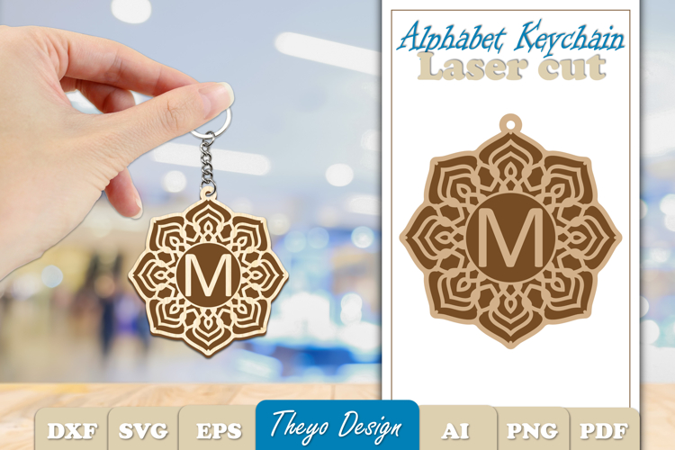 Alphabet Keychain Laser cut |Monogram Alphabet Keychain SVG