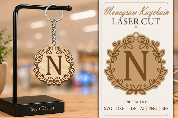 Alphabet Keychain Laser cut |Monogram Alphabet Keychain SVG