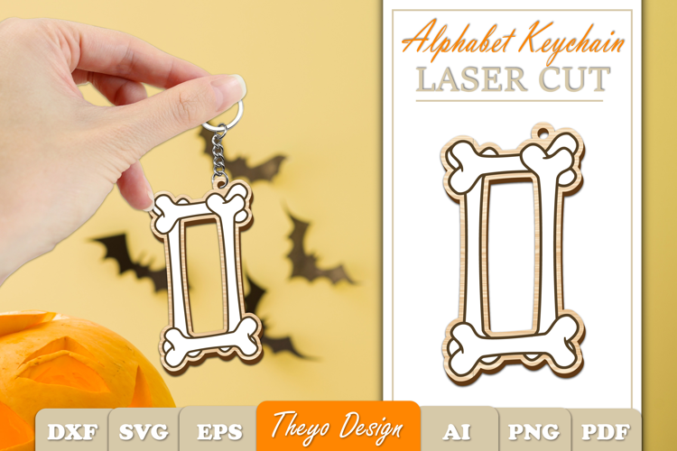 Halloween Aphabet Keychain LaserCut Letter O| Bone Keychain