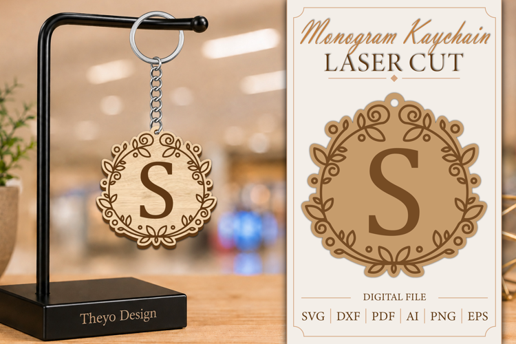 Alphabet Keychain Laser cut |Monogram Alphabet Keychain SVG