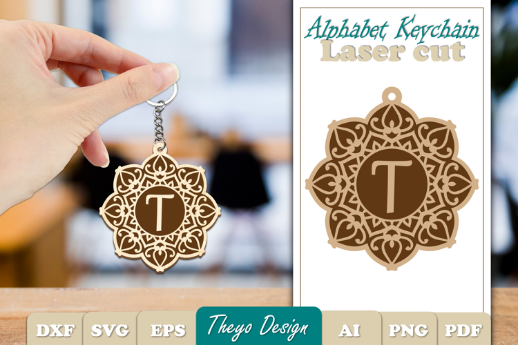 Alphabet Keychain Laser cut |Monogram Alphabet Keychain SVG