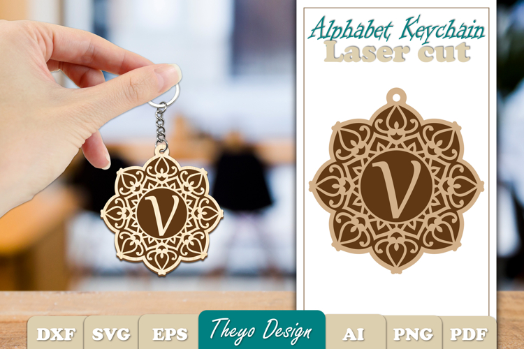 Alphabet Keychain Laser cut |Monogram Alphabet Keychain SVG