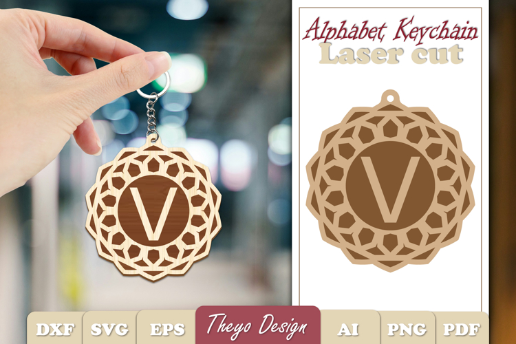 Alphabet Keychain Laser cut |Monogram Alphabet Keychain SVG