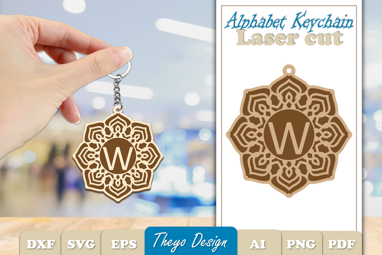 Alphabet Keychain Laser cut |Monogram Alphabet Keychain SVG