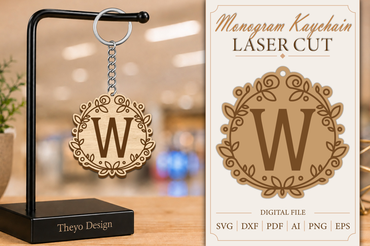 Alphabet Keychain Laser cut |Monogram Alphabet Keychain SVG