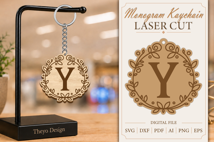 Alphabet Keychain Laser cut |Monogram Alphabet Keychain SVG