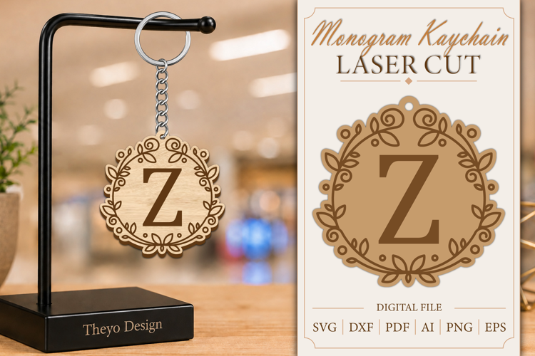 Alphabet Keychain Laser cut |Monogram Alphabet Keychain SVG