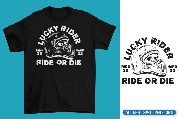 Lucky Rider Helm Retro T-Shirt example image 1